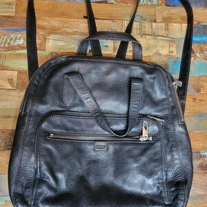 Fossil Black Leather Backpack with Adjustable Straps